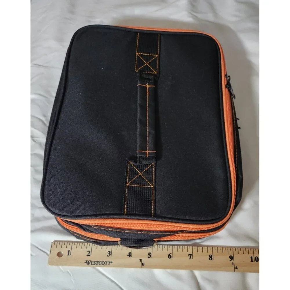 new padded camera equipment bag 12x9x6 black & Orange shoulder strap adjustable